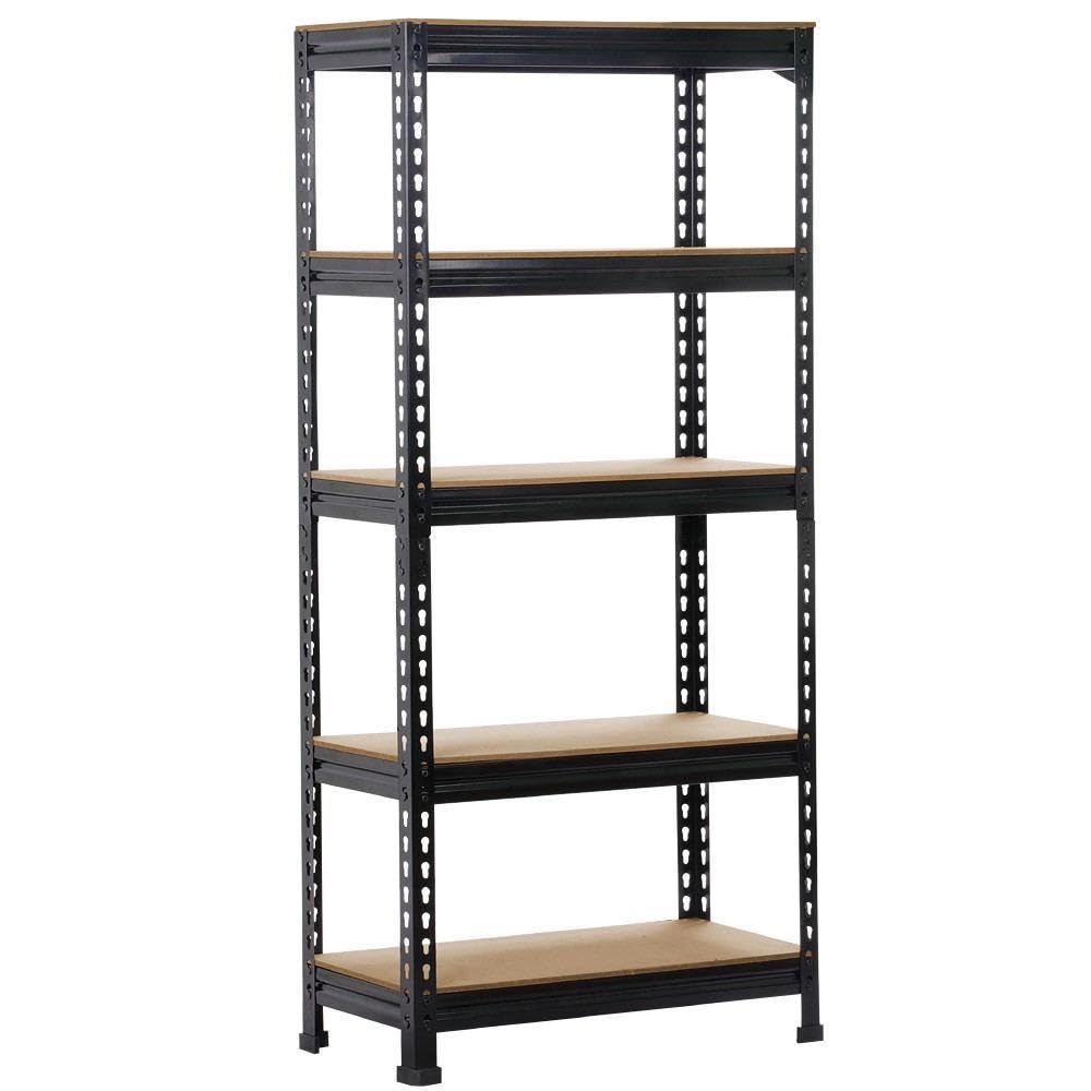 Yaheetech 2 x Heavy Duty Black 5 Tier Garage Shed Storage Shelves Shelving Units Metal Boltless Industrial Racking, 150cm x 70cm x 30cm — image 1