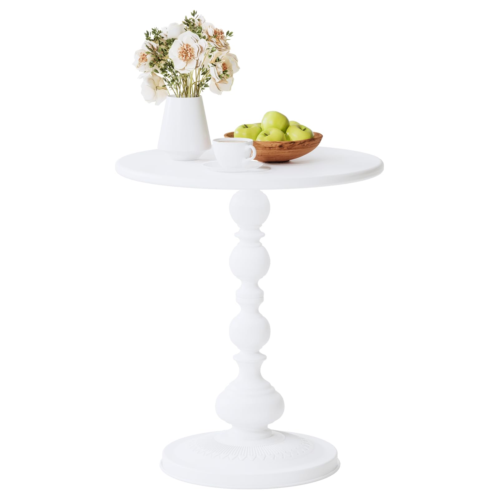 XIV Metal Small Round Side End Table, Vintage Matte Coffee Drink Cocktail Table, Accent Pedestal Table for Living Room Corners and Small Spaces, 21''