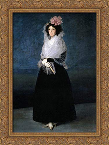 The Marquesa De La Solana 18x24 Gold Ornate Wood Framed Canvas Art by Francisco de Goya
