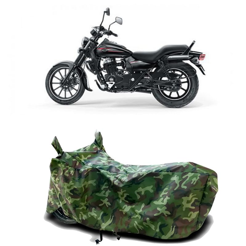 Image of DUFFEL-100% Heat Protection Two Wheeler Bike /Scooty Body Cover for Bajaj Avenger 400 BS6 Water Resistance /UV-Rays /Birds Dropping /Scratchproof /Dust Proof /Waterproof[Green Jungle Print]