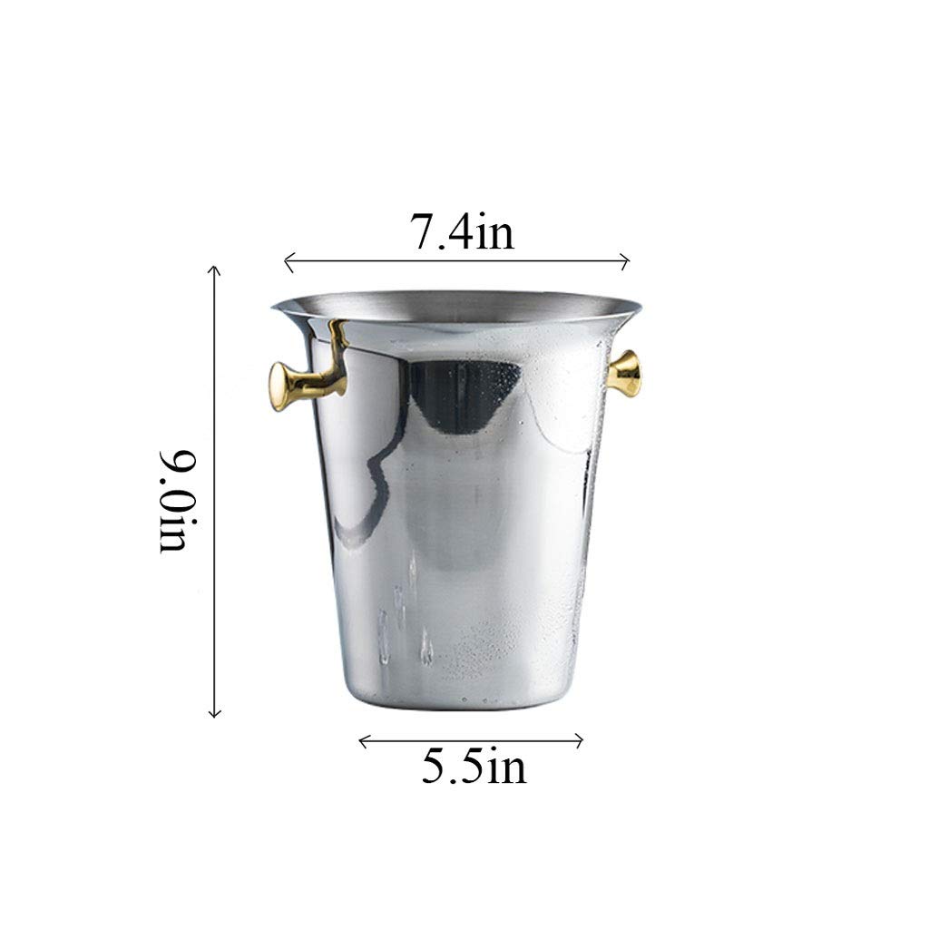 Ice Bucket Edelstahl EIS Eimer Tragbarer Eiskübel Hotel Wein Eimer Champagner Eimer Getränk Eimer Party Aktivitäten und Camping Geschirr sektkühler eiseimer (Color : B)