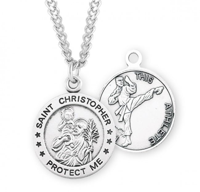 Tiley & Bells Saint Christopher Round Sterling Silver Martial Arts Male Athlete Medal