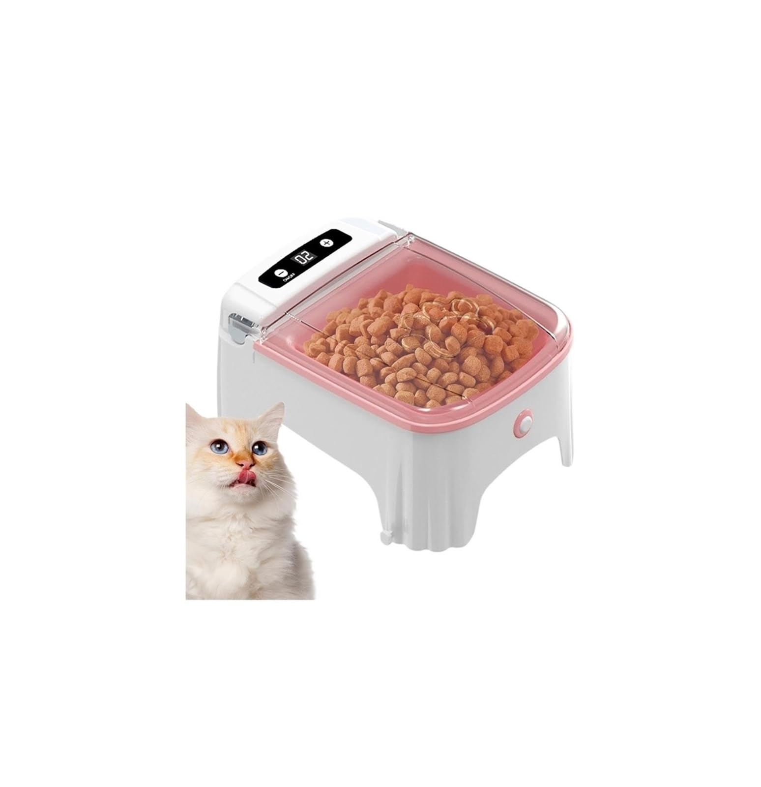 Zeitgesteuerter Futterspender mit Sensor, Napf Hunde Katzen(Pink)