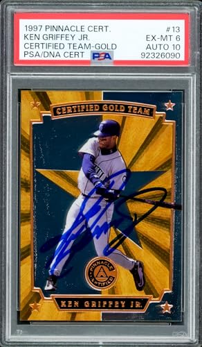 Ken Griffey Jr. Autographed 1997 Pinnacle Certified Gold Team Card 13 Mariners PSA 6 Auto Grade Gem Mint 10 PSA/DNA 92326090
