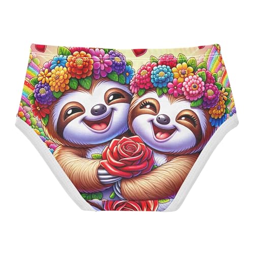 Cotton Toddler Underwear Floral Cute Cartoon Sloths Flowers Cute Panties Girl Fun Print Kids Briefs Undies 2t2