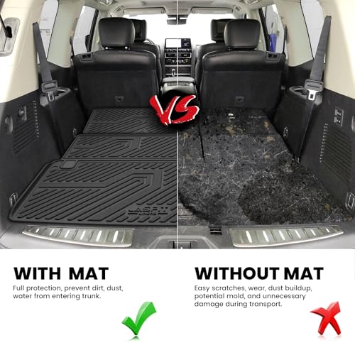 Image of LASFIT Cargo Mats for Nissan Armada 2017-2024 / Infiniti QX80 2011-2024 | All Weather TPE Custom Fit Cargo Trunk Mat & Backrest Mats Accessories, Black