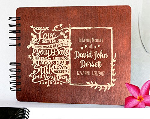 Funeral Guest Book Personalized Wooden Memorial Guestbook 8.5X7" Black Wood Celebration Of Life Guest Book Remembrance In Loving Memory - Made In Usa #TOP2