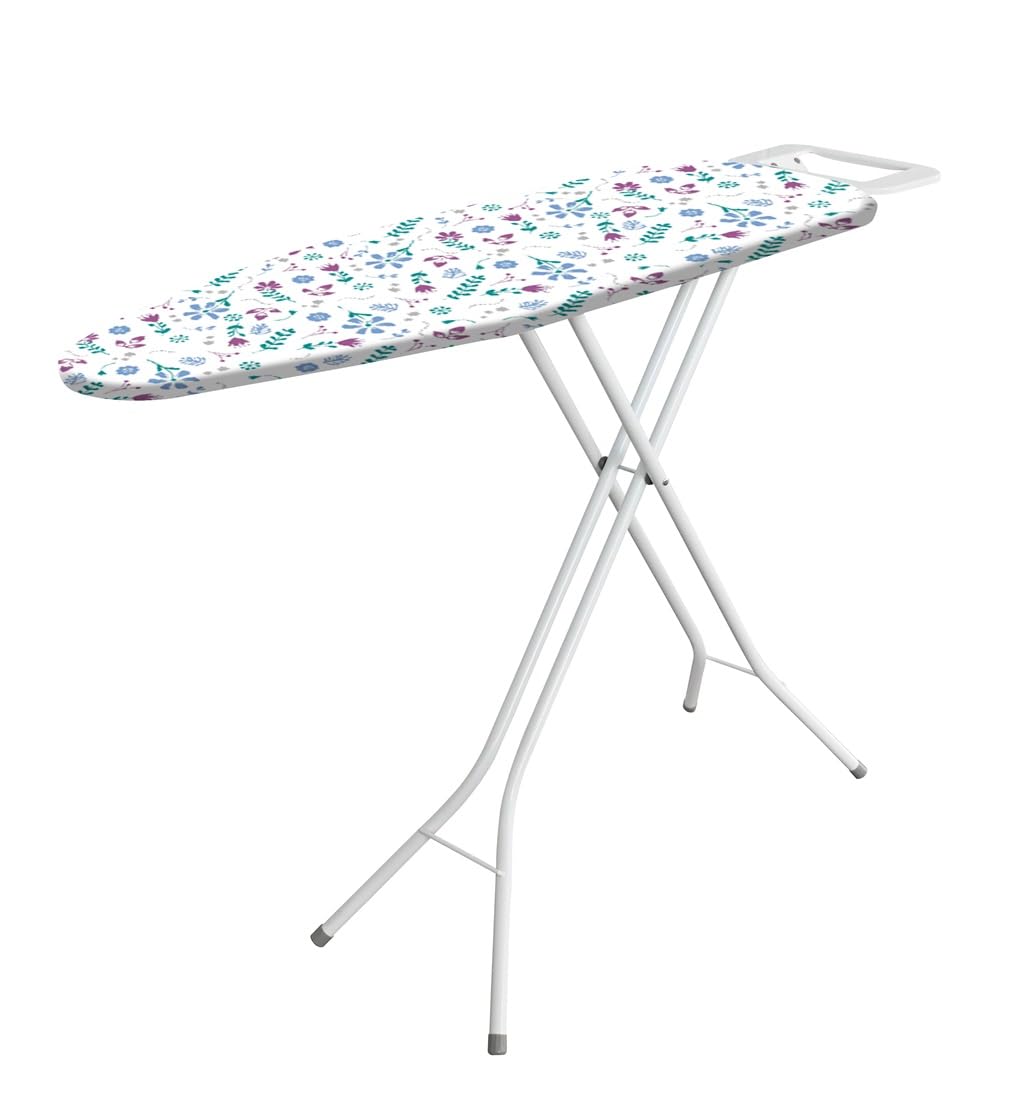 Lightweight Folding Ironing Board Iron Board Iron Rest Sturdy 4 Leg With Strong Frame And 100% Cotton Cover Ironing Boards Free Standing Compact Easy Carry (97x30cm))