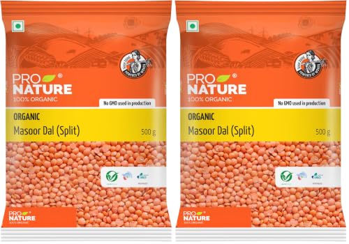 Image of Pro Nature Organic 100%, Masoor Dal Split, 500g (Pack of 2)