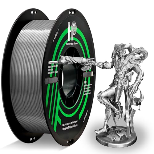 Image of HP3DF PLA Filament, Silk PLA, 3D Printer Filament, PLA Filament 1.75mm Dimensional Accuracy + /- 0.02mm, 1KG Spool (2.2 lbs), Fit Most FDM Printer (Silk Silver)