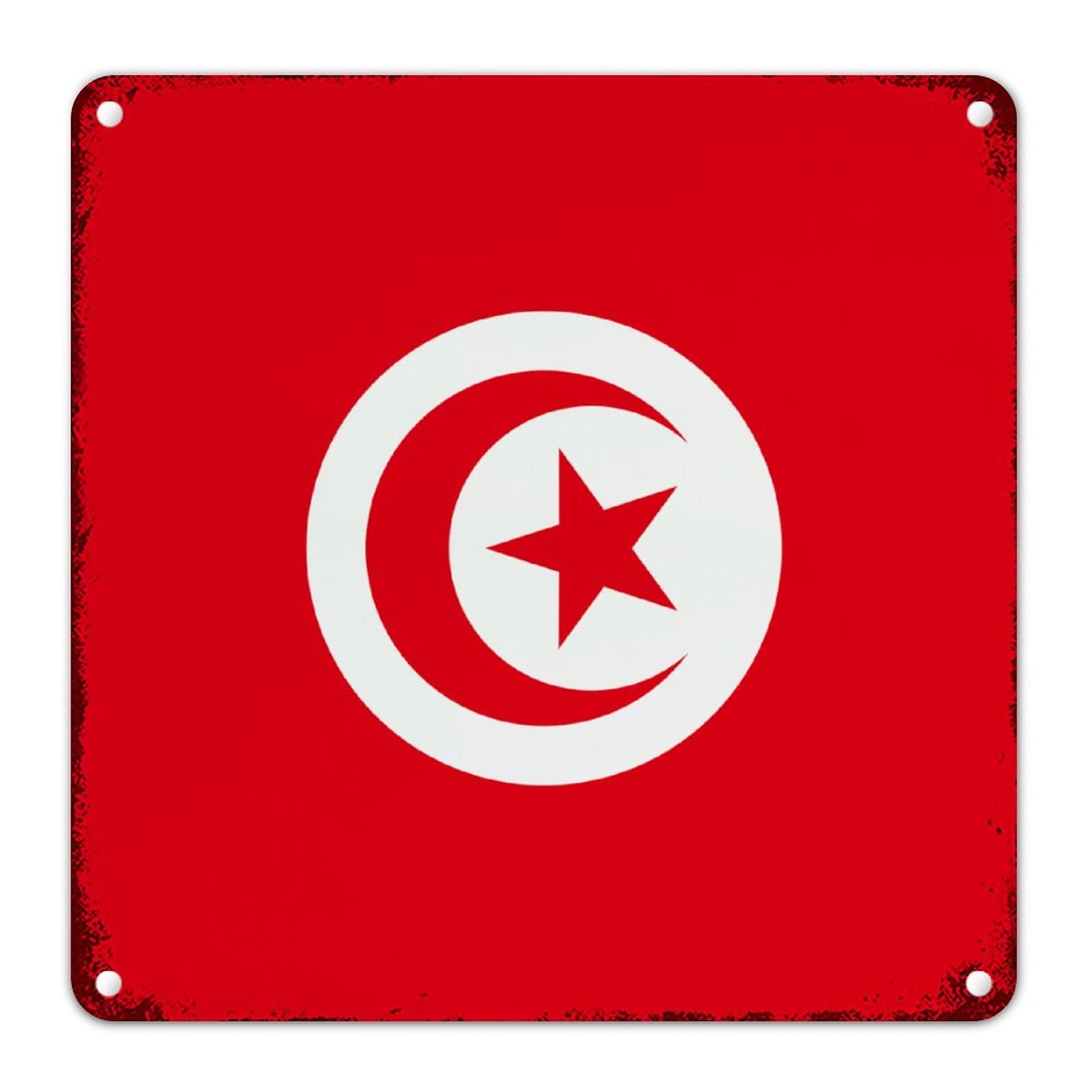 Drapeau De La Tunisie Vintage De Vieux Style Drapeau Rétro De La