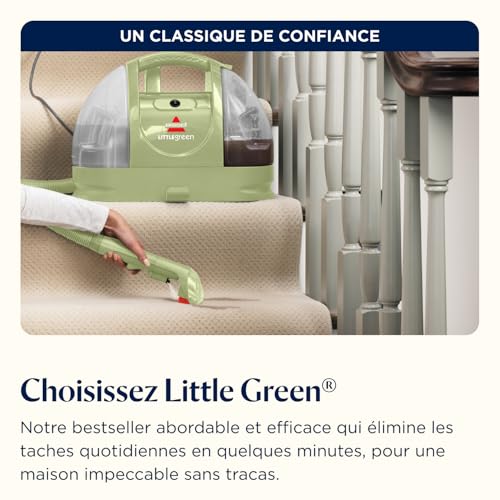 BISSELL Little Green, Shampouineuse Canapé, Moteur Puissant de 340W, Design Compact, Idéal pour Taches & Saletés Quotidiennes, Nettoyeur pour Tapis, Moquettes, Meubles, Tissus, Voiture & Plus, 4098N