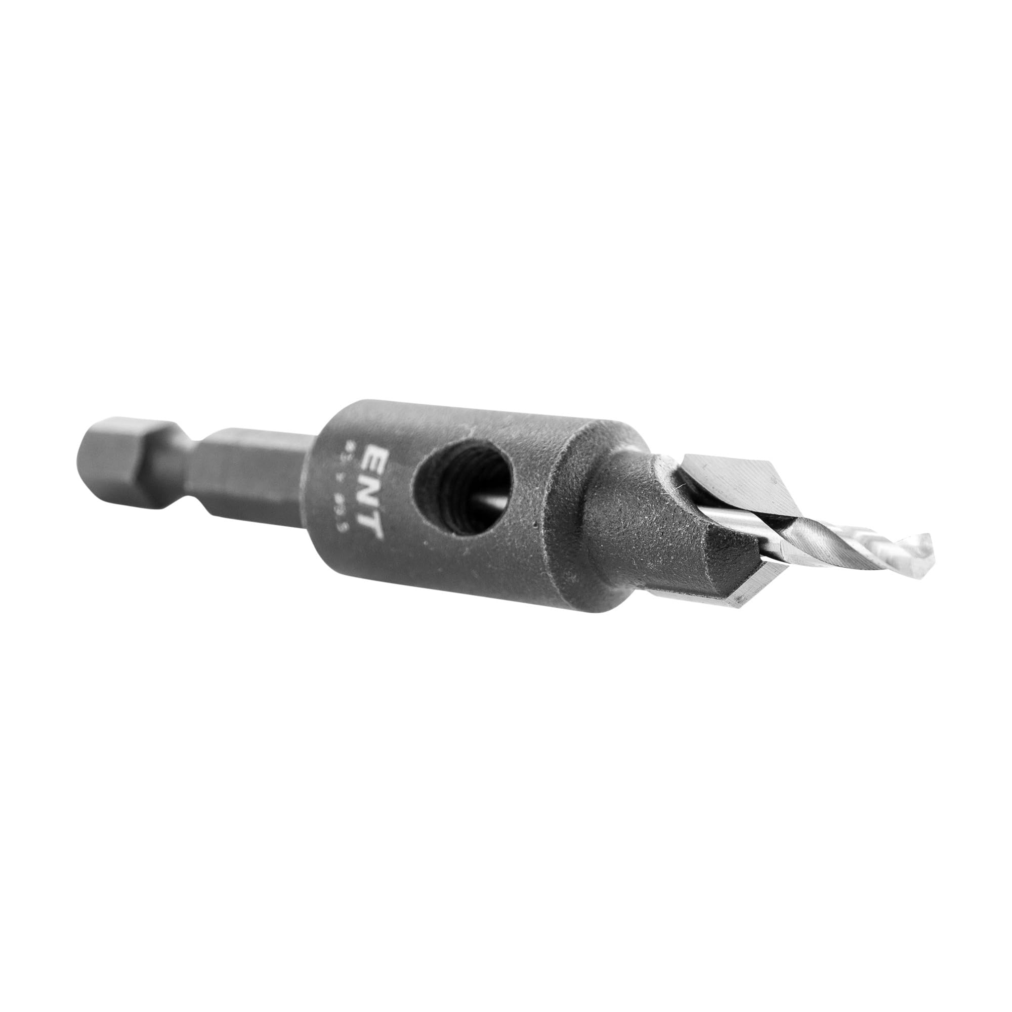 ENT 52400 Senker-Set mit Tiefenanschlag HW Bohrer (D2) 2,5-3,0-4,0 mm, Versenker (D1) 9,5 mm, GL 60 mm, S 1/4" 6-kant