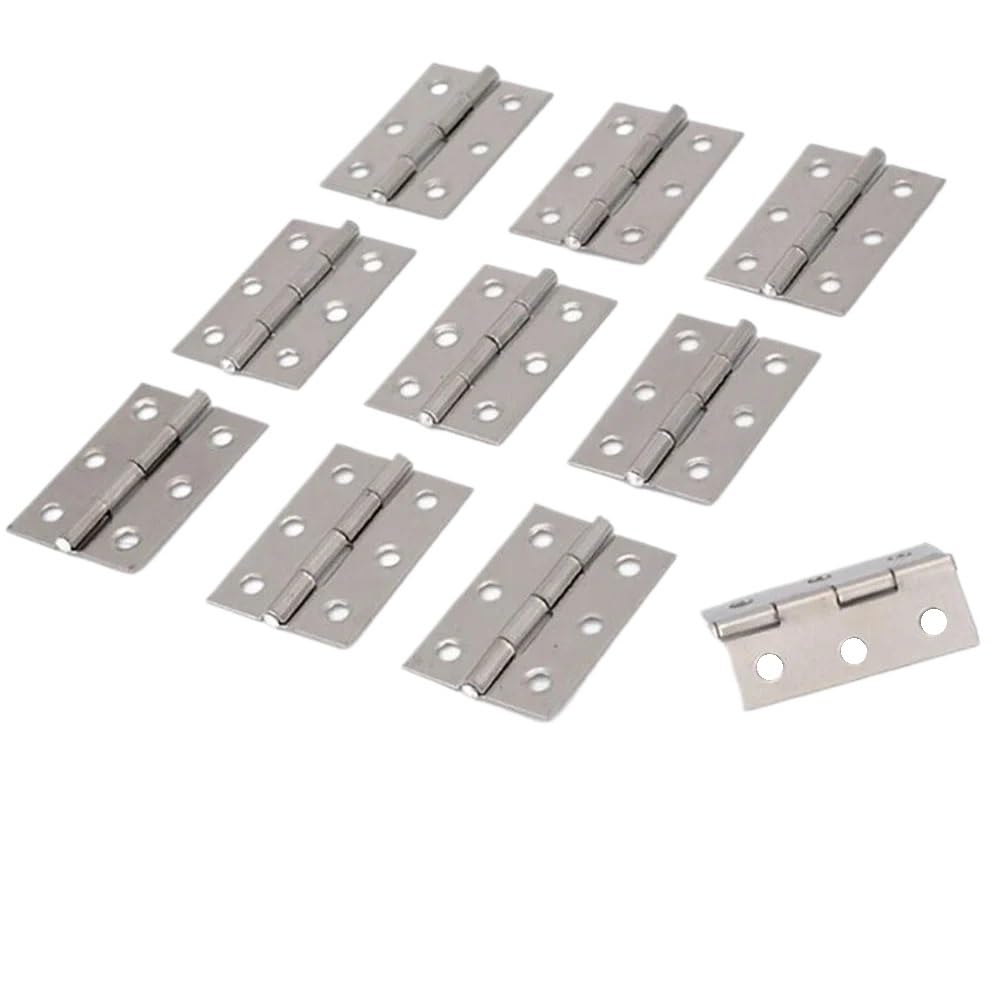 Door Hinges 10Pcs Stainless Steel Door Hinges 6 Mounting Holes for Furniture Bookcase Window Cabinet Hardware Fitting