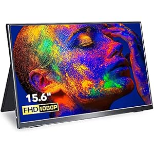 Draagbare Monitor, Eviciv 15,6 Inch Draagbare IPS Scherm 1920 × 1080 FHD Ultradunne Rand USB C Monitor 100% sRGB voor…
