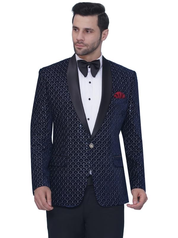 FAVOROSKI Wedding Sequence Blazer Suit for Men | Embroidered Velvet Blazer | Relaxed Fit Blazer for Men Wedding Party | Ethnic Wear Blazer for Men | Blazer Suit for Men | Festive Blazers for Men