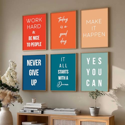 Image of kotart Motivational Quote | Poster with glass frames, wall for hanging, Home decor paintings living room, bed Set of 6 Multicolo (14X20 Inch, I)