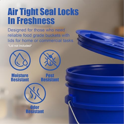 Image of ePackageSupply 5 Gallon Bucket - Food Grade Bucket BPA-Free, Blue, 6 Pack | Metal Handle Grip, Heavy-Duty 90 Mil HDPE Plastic Pail, Food Safe Stackable Utility Container, Lid Not Included, Made in USA