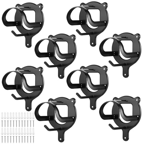 Exclaith 8 Counts Horse Bridle Rack Metal Bridle-Hooks Bracket Bridle Bracket Bridle-Hooks Metal Bridle-Holder with Tubes and Screw Bridles-Holder Wall Mount for Horse Barn Supplies Black
