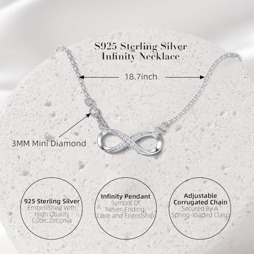 925 Sterling Silver Infinity Love Heart Sunflower Necklace for Women Hypoallergenic Sterling Silver Pendant Jewelry3
