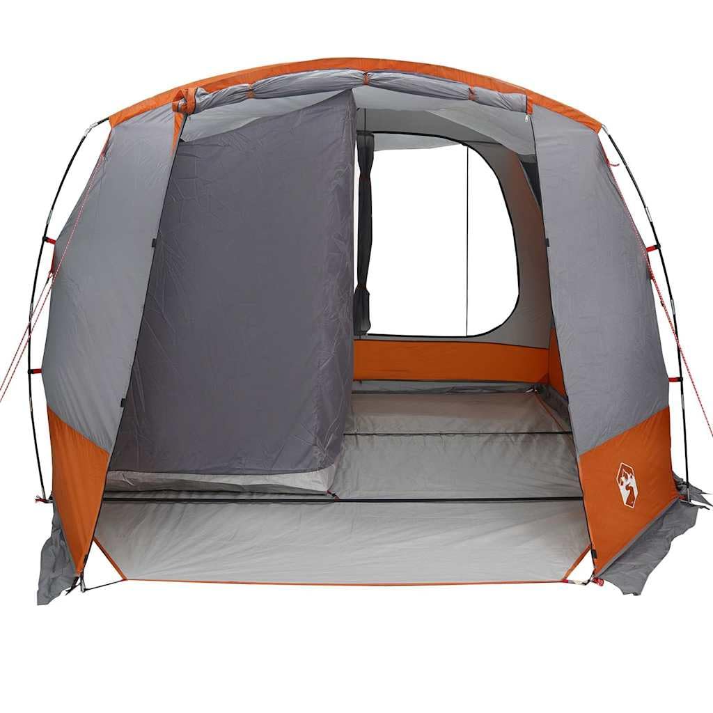 Tienda de campaña gris y naranja, impermeable, con revestimiento de poliuretano, para camping y festivales, fácil de instalar, resistente al viento, duradera y portátil
