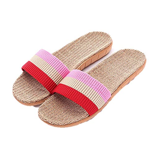 Infradito Home Pantofole da Doccia in Lino a Righe...