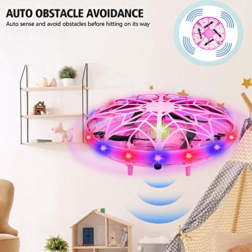 UTTORA Drones for Kids Hand Operated Mini Drone Remote Control Kids Drone UFO Helicopter With Lights Flying Toys Gifts for Boys and Girls Outdoor Indoor Toys