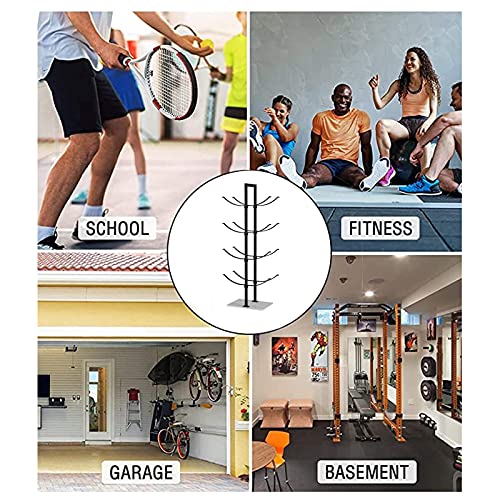 Ballenrek Basketbal Voetbal Houder 4-laags kogelrek met zwart/wit marmeren basis, basketbalhouders kunnen 8 ballen… - Image 7