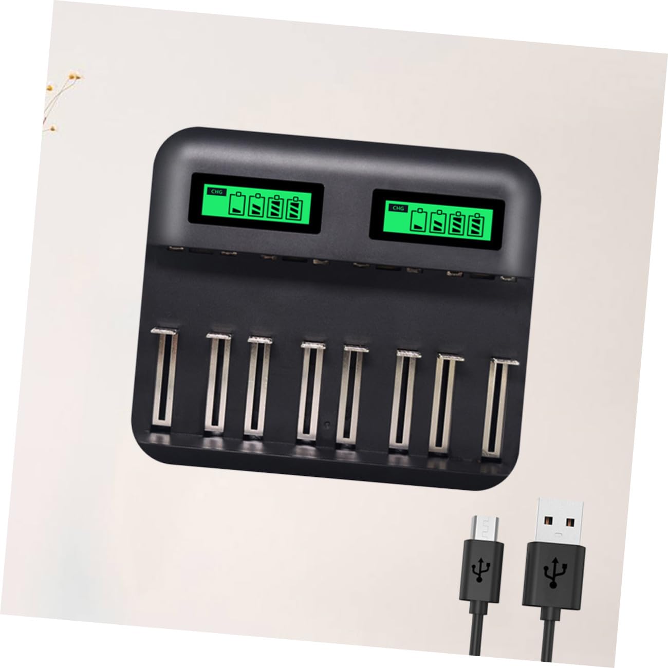 Cargador de Batería Inteligente USB de 8 Ranuras para AA y AAA