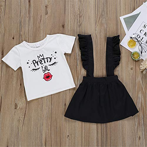 I3CKIZCE 2 STKS Peuter Baby Meisjes Pasen Jurk Set Korte Mouw Ruches T-Shirt + Bonny Grappige Print Jarretelrok Kleine… - Image 3