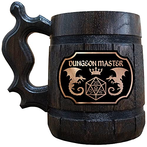 Dungeon Master Beer Mug, Dungeons and Dragons Gifts, Dungeons & Dragons Wooden Beer Stein, Dungeons and Dragons Decor, DnD Mug, Wooden Tankard, DM Mug, Geek Gifts