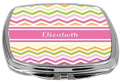 Rikki Knight Pink Chevron Name Design Compact Mirror, Elizabeth, 3 Ounce