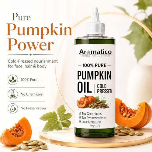 Image of AROMATICO 100% Pure Pumpkin Oil Cold Pressed for Healthy Hair & Skin - 200ml