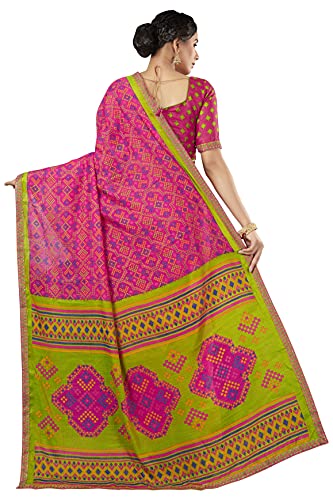 Image of Glory Sarees Women's Brasso Saree with Blouse Piece (Brasso Bandhani101Parent)