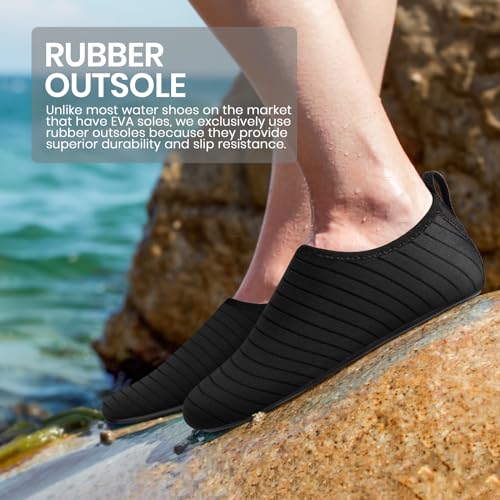 Seekway SK002-STRIPE BLACK 701 40-41 Water Shoes Women Men Adult Quick-Dry Aqua Socks Barefoot Non Slip For Beach Swim River Pool Lake Surf Black Sk002(U) 8.5-9.5 Women/7.5-8.5 Men thumb #2