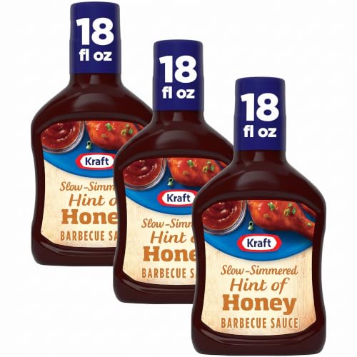 Kraft Hint of Honey Slow-Simmered Barbecue BBQ Sauce, 18 oz Bottle (Pack of 3)