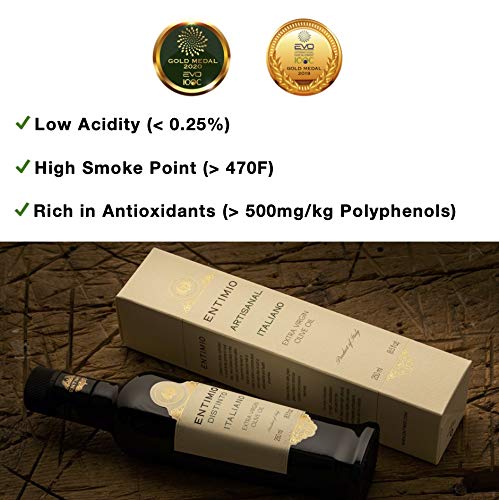 Entimio Distinto | Extra Virgin Olive Oil, New 2020 Harvest from Tuscany, Italy | High in Polyphenols, Italian Olive Oil | Early Harvest, Award Winning, No Pesticides | 8.5 fl oz