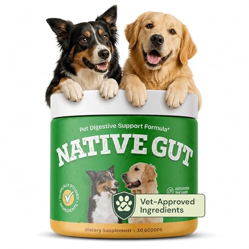 NATIVEGUT Natural Probiotic Supplement for Pets Supports Digestive Health & Gut Microbiome 8 Probiotic Strains Powder Form 30 Scoops (3)
