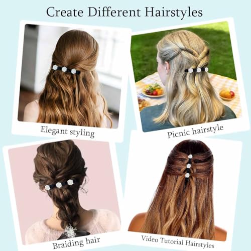 Pinzas para cabello trenzadas con piedras brillantes, pack de 2 miniatura 4