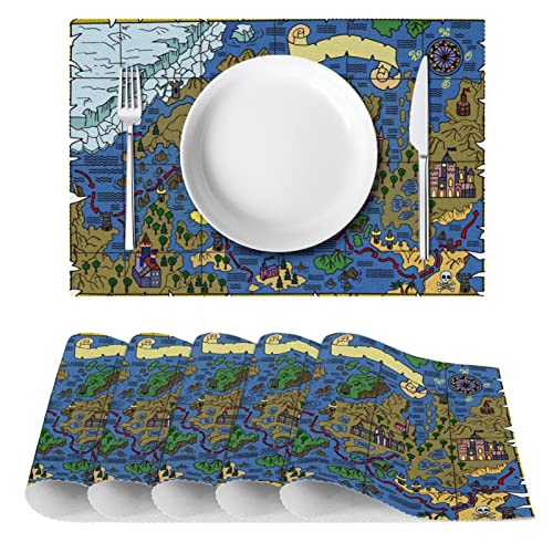 Sets de table carte nautique bleu lavable et résistant à la chaleur - 3