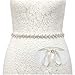 SWEETV Crystal Flower Wedding Belt Rhinestone Headband Sash Belt for Bride Bridesmaid Flower-Girl, Silver