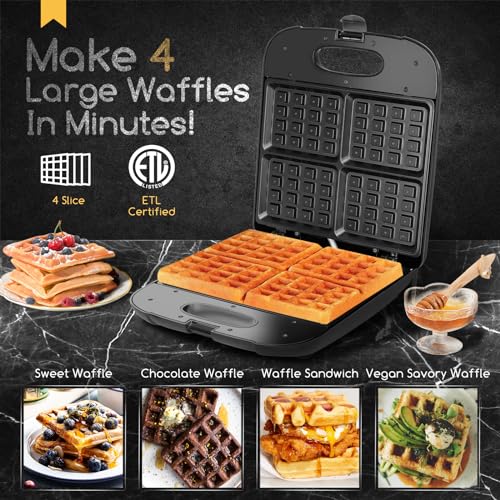 Aigostar Waffle Maker, 4-Slice Nonstick Waffle Iron thumb #1