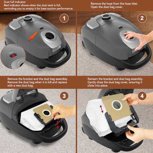 Image of Akitas C11 Bagged Canister Vacuum Cleaner, Light Weight HEPA Filtration, 33ft Cleaning Radius with Retractable Cord, Ideal for Hard Floors & Low-Pile Carpet Extra Floor Brush