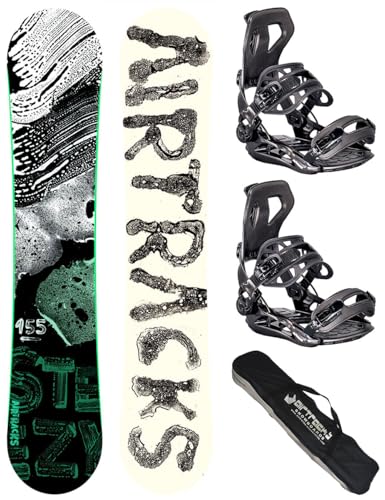 AIRTRACKS Snowboard Set - Planche STEEZY Wide 150 - Fixations Master L - SB Bag