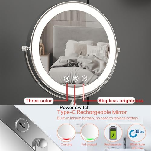 Espejo Maquillaje de Mesa 9" con Luz LED Recargable miniatura 5