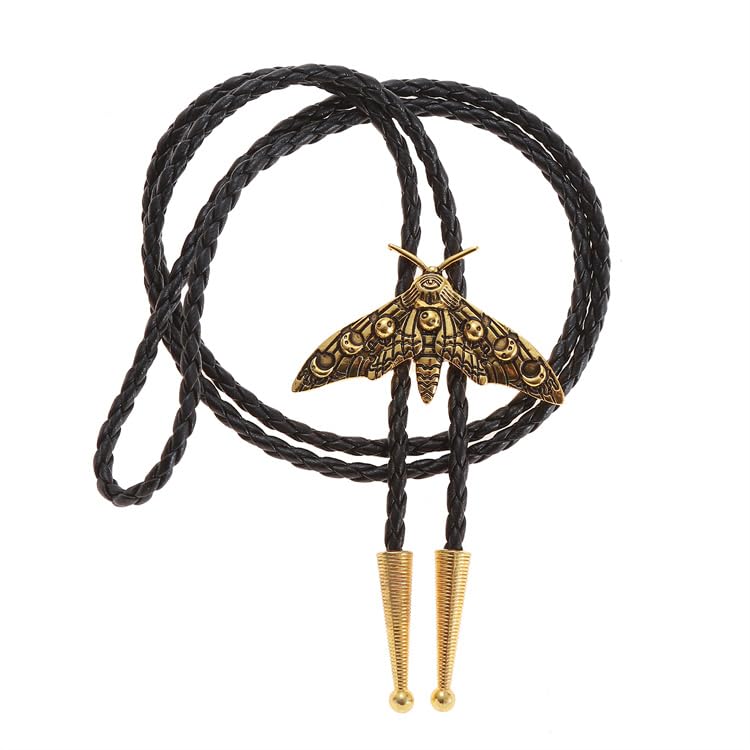 Image of Western Cowboy Bolo tie for Men Women Gold Silver Death Skull Moth Cross Bolo Tie Christmas Deer Rooster Wolf Necktie Gift