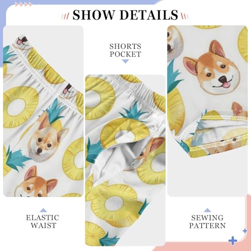 Cute Cartoon Dog Pineapple Slices Boys Pants Girl Sleep Pants Long Trousers Elastic Waist Lounge Bottoms S4