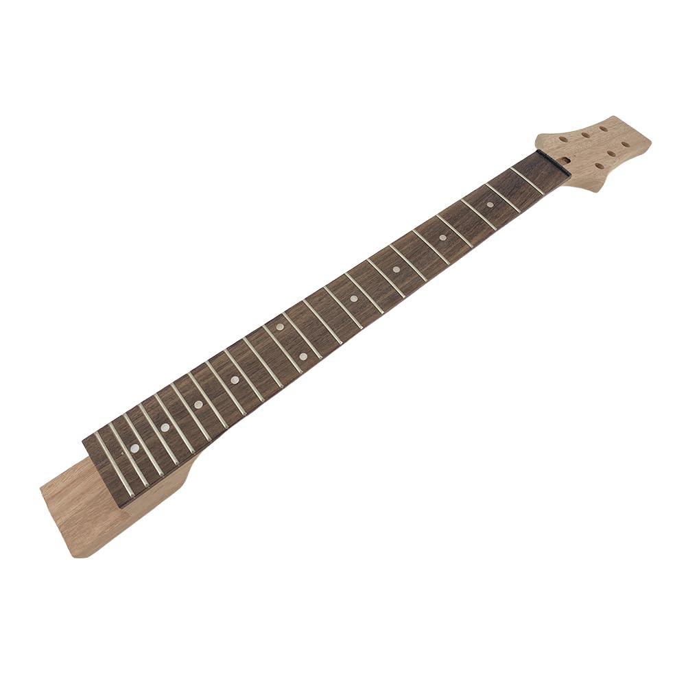 Yinfente Kit de guitarra de bricolaje con cuerpo de caoba, cuello de caoba con diapasón de palisandro, 6 cuerdas, kit de guitarra eléctrica con todos los componentes para construir tu propia guitarra