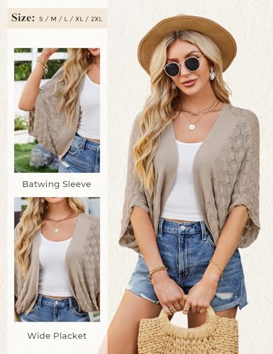 Image of GRACE KARIN Summer Cropped Cardigan for Women 2026 Batwing Sleeve Crochet Bolero Shrug Sweaters Lightweight Beach Boho Kimono