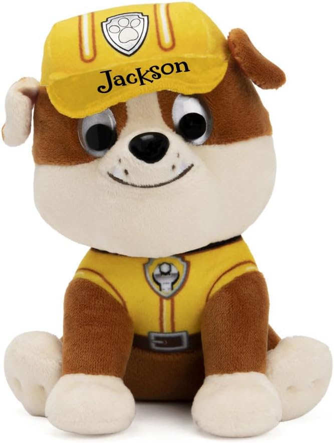 Paw Patrol Rubble Stuffed Animal Personalized Officially Licensed Plush Resue Dog with Custom Name